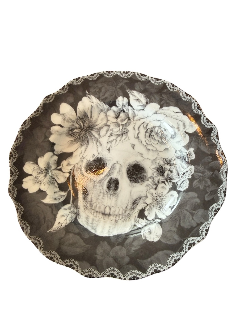 222 Fifth Marbella Skull Plates Set Of 4 Gothic Halloween Decor 8” - Picture 5 of 12